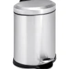 Honey-Can-Do Stainless Steel Oval Step Trash Can with Lid, Silver, 1.32 Gallon (TRS-01448)