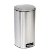Honey-Can-Do Steel Indoor Step Trash Can with Hinged Lid, 7.92 Gallon, Silver (TRS-09330)