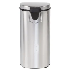 Honey-Can-Do Steel Indoor Step Trash Can with Hinged Lid, 7.92 Gallon, Silver (TRS-09330)
