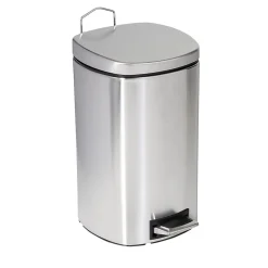 Honey-Can-Do Steel Indoor Square Step Trash Can with Hinged Lid, 3.17 Gallon, Silver (TRS-09327)