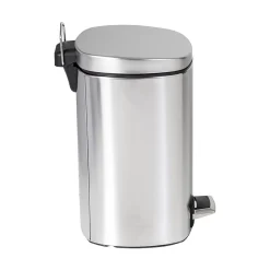 Honey-Can-Do Steel Indoor Square Step Trash Can with Hinged Lid, 3.17 Gallon, Silver (TRS-09327)