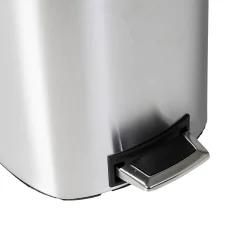 Honey-Can-Do Steel Indoor Square Step Trash Can with Hinged Lid, 3.17 Gallon, Silver (TRS-09327)