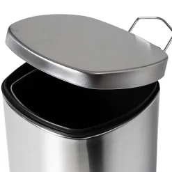 Honey-Can-Do Steel Indoor Square Step Trash Can with Hinged Lid, 3.17 Gallon, Silver (TRS-09327)