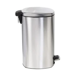 Honey-Can-Do Steel Indoor Square Soft-Close Step Trash Can with Hinged Lid, 13.2 Gallon, Silver (TRS-09335)