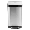 Honey-Can-Do Steel Indoor Square Step Trash Can with Hinged Lid, 13.2 Gallon, Silver (TRS-08993)
