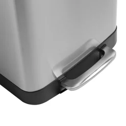 Honey-Can-Do Steel Indoor Square Step Trash Can with Hinged Lid, 13.2 Gallon, Silver (TRS-08993)