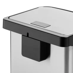 Honey-Can-Do Steel Indoor Square Step Trash Can with Hinged Lid, 13.2 Gallon, Silver (TRS-08993)