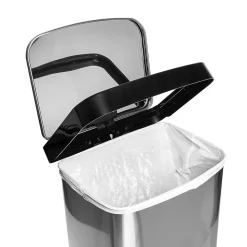 Honey-Can-Do Steel Indoor Square Step Trash Can with Hinged Lid, 13.2 Gallon, Silver (TRS-08993)