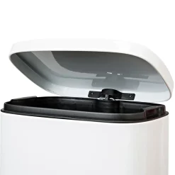 Honey-Can-Do Steel Indoor Trash Can Set with Hinged Lid, 7.92 & 1.32 Gallon, White (TRS-09076)