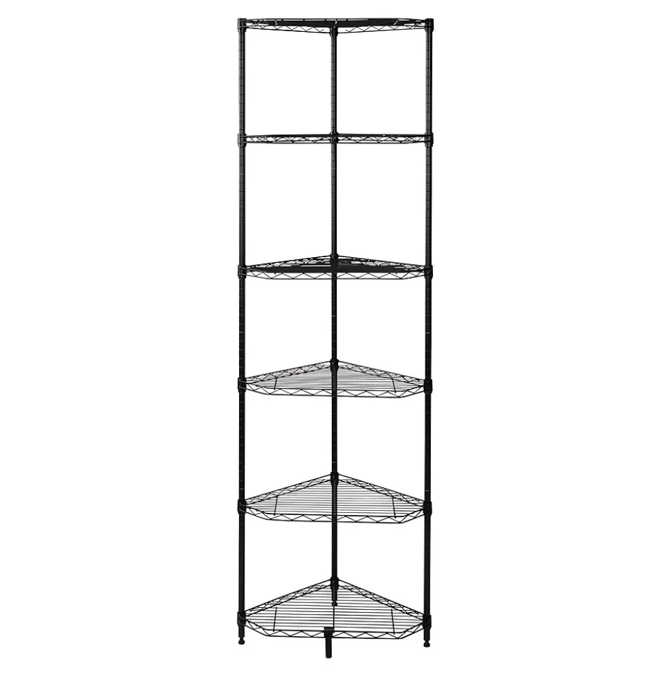 Honey-Can-Do 6-Tier Compact Triangle Corner Shelving Unit, Black (SHF-10005)