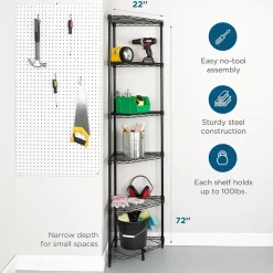 Honey-Can-Do 6-Tier Compact Triangle Corner Shelving Unit, Black (SHF-10005)