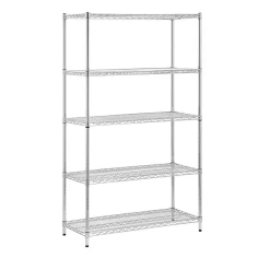 Honey-Can-Do 5-Tier Heavy-Duty Adjustable Shelving Unit with 800-lb Shelf Capacity, 18"W, Chrome (SHF-01441)