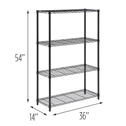 Honey-Can-Do 4-Tier 250lb. Capacity Shelving Unit, Black (SHF-01908)