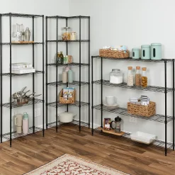 Honey-Can-Do 4-Tier Slim Profile Wide Shelving Unit, Black (SHF-10003)