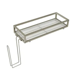 Honey-Can-Do Toilet Paper Holder with Over-the-Toilet Storage Tray, Satin Nickel (BTH-08461)