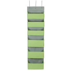 Household Essentials 6 Pocket Plastic/Poly Over the Door Hanging Oranizer, 57" x 15" x 7", Lime (2167-1)