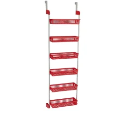 Household Essentials OTD 6-Shelf Hanging Storage Rack, 57" x 19.25" x 6.25", Red (2153-1)