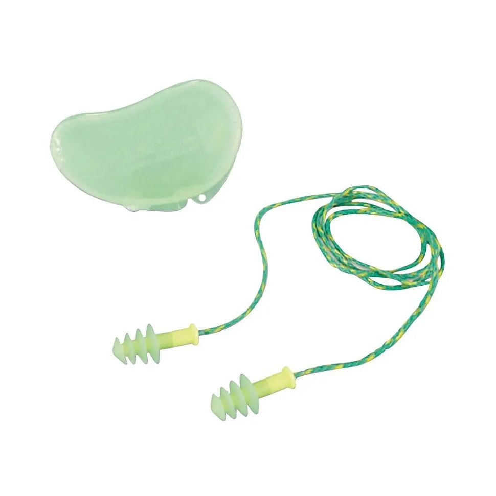 Howard Leight Fusion Reusable Earplugs, Corded, Green, 27 dB, 100/Box (FUS30S-HP)