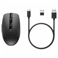 HP 710 Rechargeable Silent Wireless Ergonomic Track-On-Glass Mouse, Black (6E6F2AA)