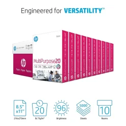 HP 8.5" x 11" Multipurpose Paper, 20 lbs., 96 Brightness, 5000 Sheets/Carton (HPM1120)