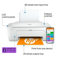 HP DeskJet 2734e Wireless Color Inkjet Printer, All-In-One, Print, Scan, Copy, 6 Months FREE Ink with HP+ (26K72A#B1H)