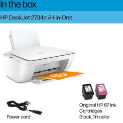 HP DeskJet 2734e Wireless Color Inkjet Printer, All-In-One, Print, Scan, Copy, 6 Months FREE Ink with HP+ (26K72A#B1H)
