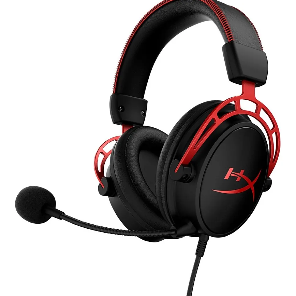 HP HyperX Cloud Alpha Noise Canceling Over-the-Ear Stereo Gaming Headset, 3.5mm, Black/Red (4P5L1AA)