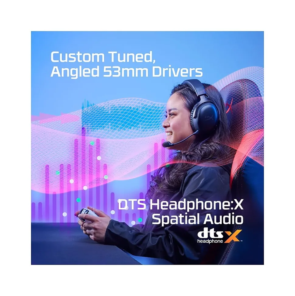 HP HyperX Cloud III Wireless Stereo Gaming Headset, USB Type-C, Black/Red (77Z46AA)