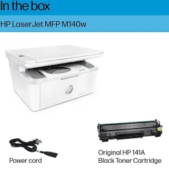 HP LaserJet MFP M140w Wireless Black & White All-in-One Laser Printer, Scanner, Copier, Best for Home Office (7MD72F)
