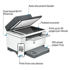 HP LaserJet M234sdw Wireless Black & White Laser Printer, All-In-One, Print, Scan, Copy, Best for Home Office (6GX01F)