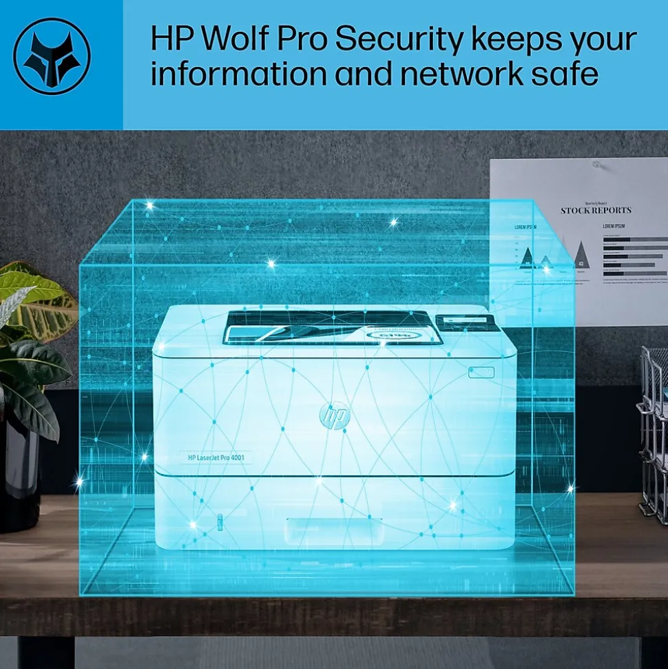 HP LaserJet Pro 4001dw Wireless Black & White Laser Printer, Single-Function, Print, Best for Office (2Z601F)