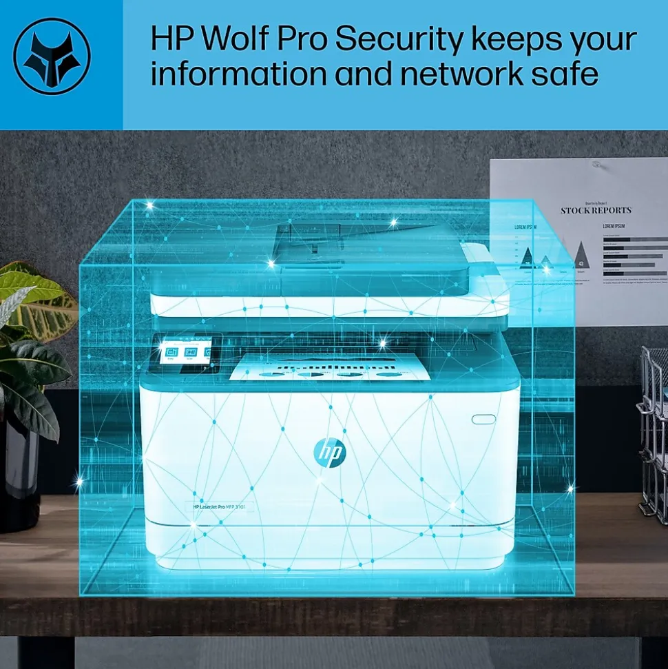 HP LaserJet Pro MFP LJP 3101fdw Wireless Black & White Laser Printer, All-In-One, Print, Scan, Copy, Fax (3G628F)