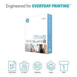 HP Office20 8.5" x 11" Multipurpose Paper, 20 lbs., 92 Brightness, 500 Sheets/Ream (HPC8511)