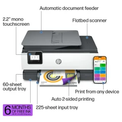 HP OfficeJet 8015e Wireless Color Inkjet Printer, All-In-One, Print, Scan, Copy (228F5A#B1H)