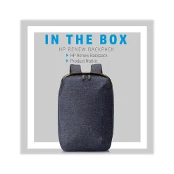 HP Renew Laptop Backpack, Heather Blue/Brown Fabric/Faux Leather (1A212AA#ABL)