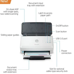 HP Scanjet Pro 2000 s2 Duplex Desktop Document Scanner, White (6FW06A#BGJ)