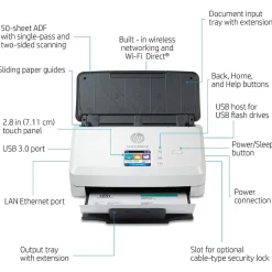 HP Scanjet Pro N4000 Snw1 Duplex Desktop Document Scanner, White (6FW08A#BGJ)