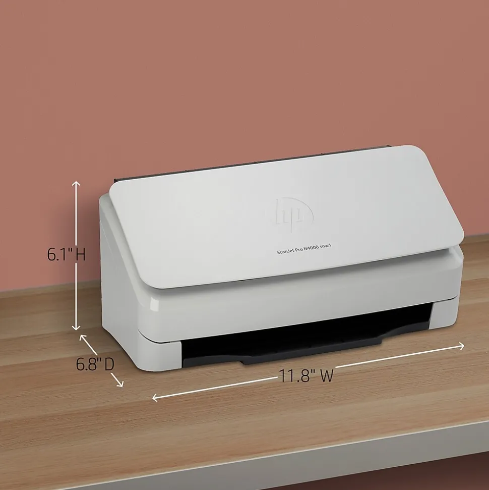 HP Scanjet Pro N4000 Snw1 Duplex Desktop Document Scanner, White (6FW08A#BGJ)