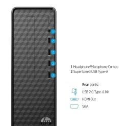 HP Slim Desktop Computer, Intel Core i3-1210, 8GB RAM, 256GB SSD, Mouse & Keyboard Included, Windows 11 Home