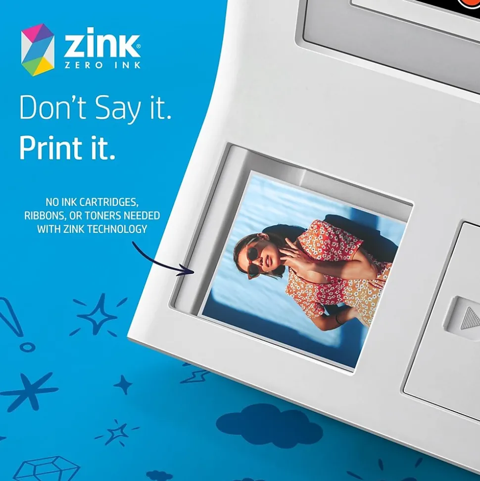 HP Sprocket 3.5 x 4.25" Zink Sticky-Backed Photo Paper, 50 Sheets/Pack (HPIZ3X450)