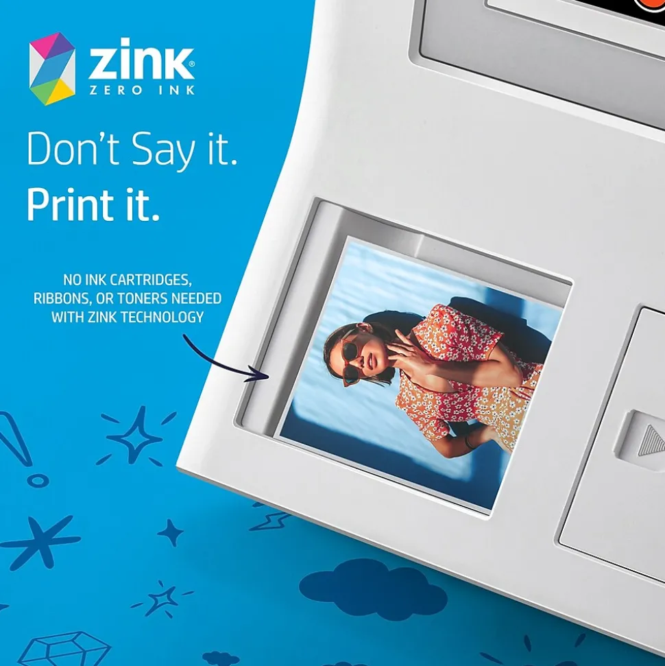 HP Sprocket 3.5 x 4.25" Zink Sticky-Backed Photo Paper, 100 Sheets/Pack (HPIZ3X4100)