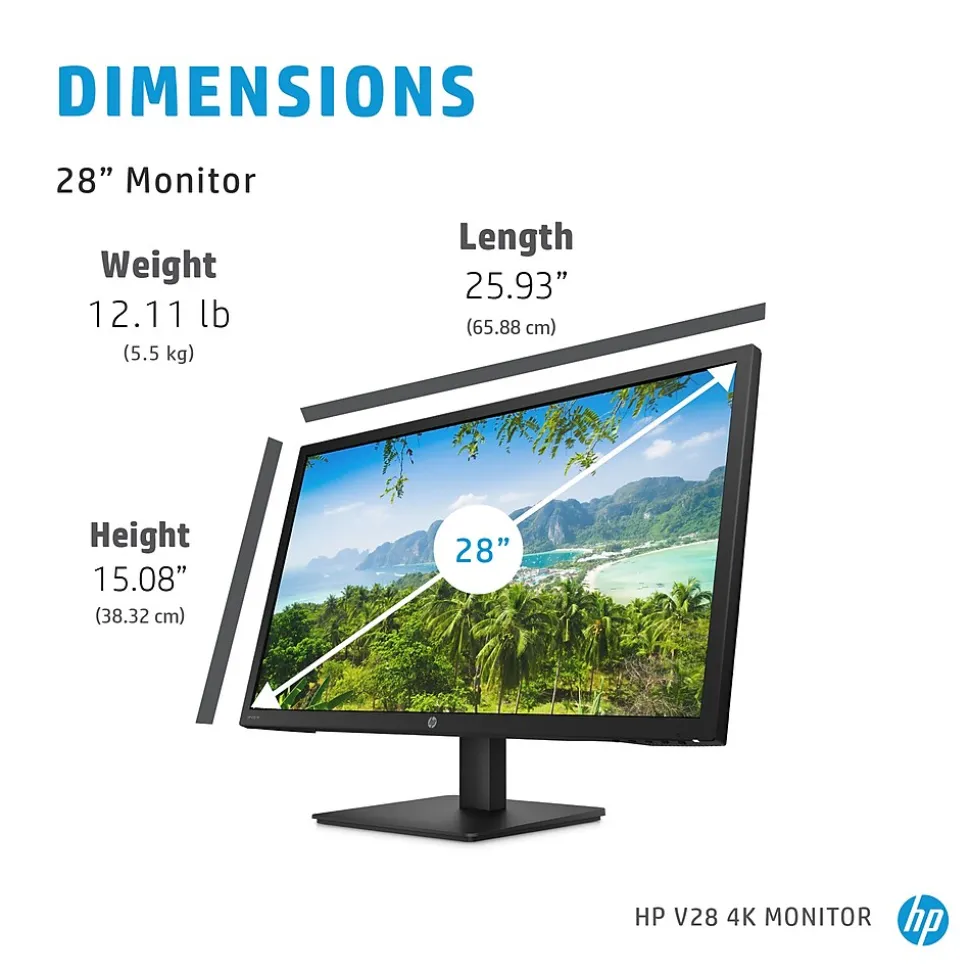 HP V28 28" 4K LED Monitor, Black (8WH57AA#ABA)