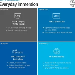 HP V27c G5 27" Curved LCD Monitor, Black (65P60AA#ABA)