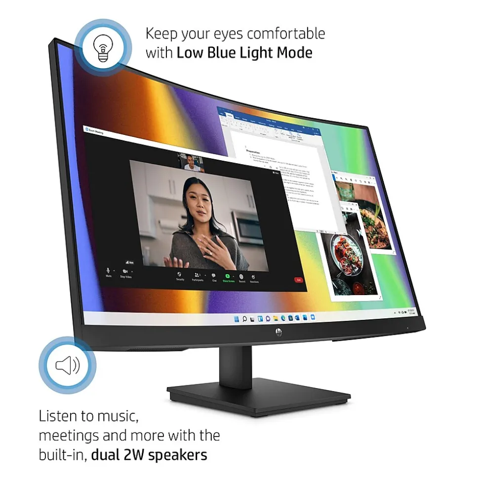 HP V27c G5 27" Curved LCD Monitor, Black (65P60AA#ABA)