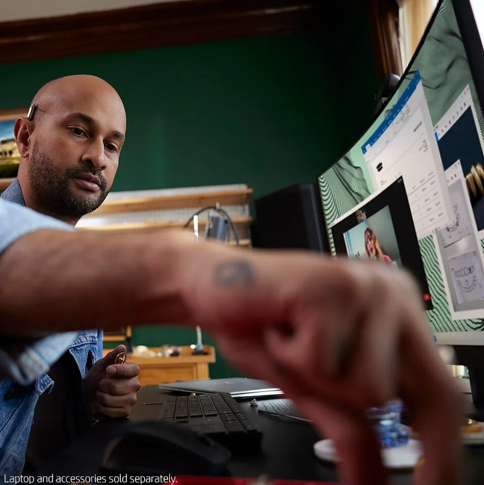 HP V27c G5 27" Curved LCD Monitor, Black (65P60AA#ABA)