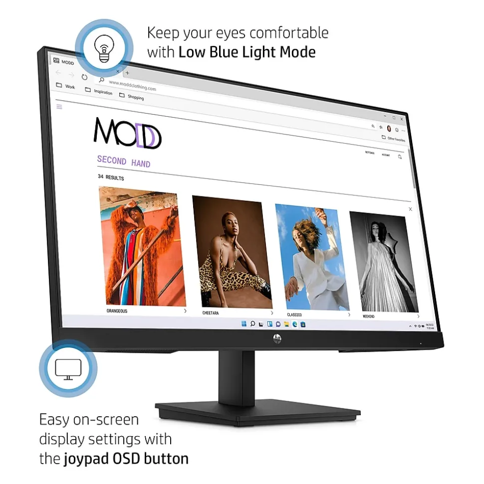 HP V24i G5 24" LCD Monitor, Black (65P58AA#ABA)