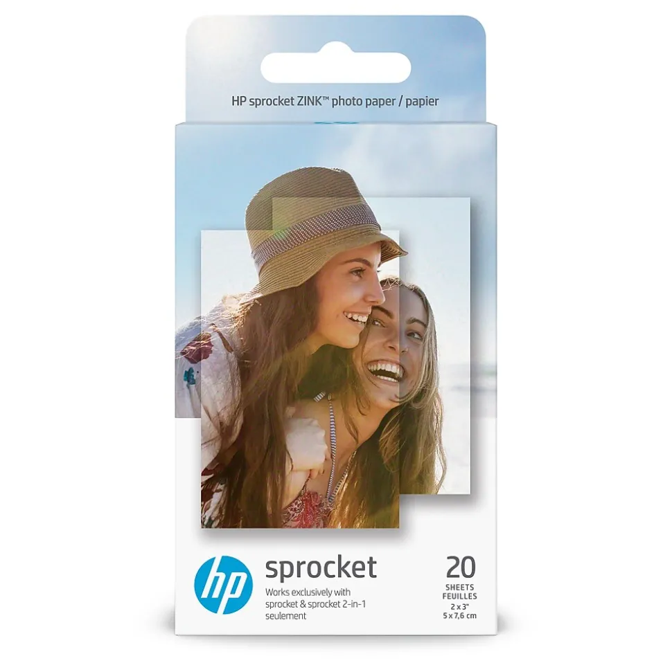 HP Zink Glossy Photo Paper, 2" x 3", 20 Sheets/Pack (HPIZ2X320)