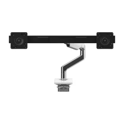 Humanscale M8.1 Adjustable Dual Monitor Arm, Up to 28" Monitors, Polished Aluminum (M82CBW)