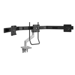 Humanscale M10 Adjustable Triple Monitor Arm with Crossbar and Handle, up to 26.5" Monitors, Silver (M13HBS)