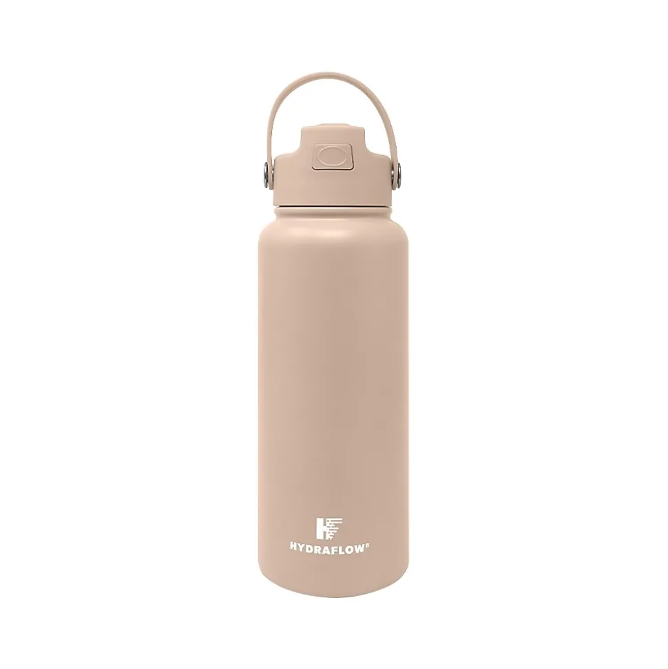 HYDRAFLOW Neutral Hybrid Stainless Steel Vacuum Insulated Flip Straw Bottle, 34 oz., Clay (213294)